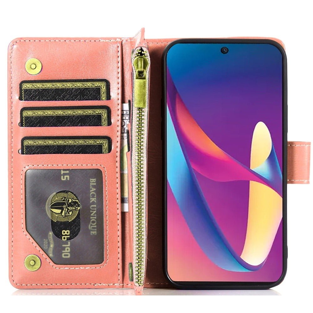Shop For TCL 50 XL 5G Luxury Wallet Card ID Zipper Money Holder Case Cover - Rose Gold