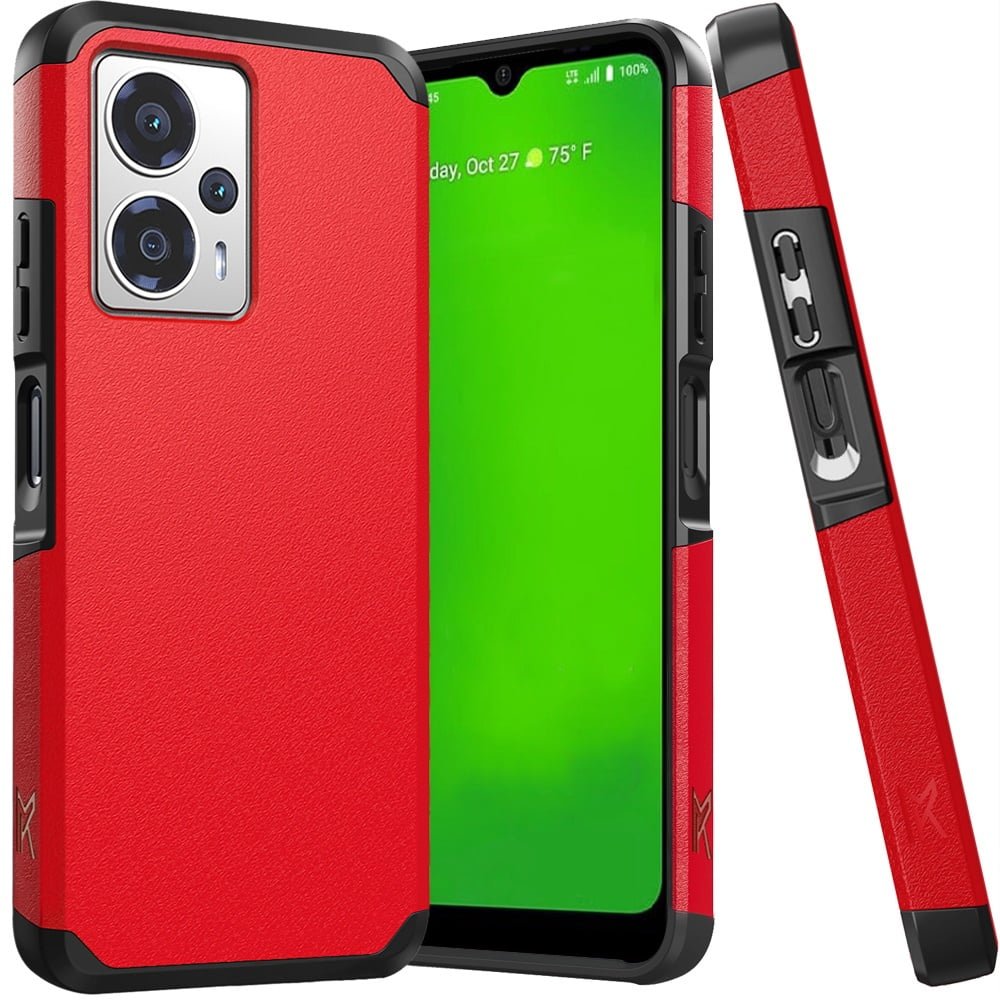 [PolyBag] For Cricket Outlast 5G 2024 Tough Strong Hybrid (Magnet Mount Friendly) - Red