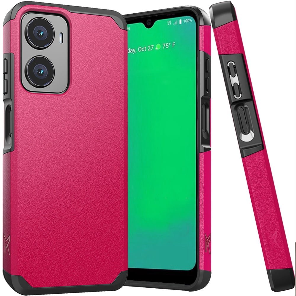 For Cricket Magic 2 5G 2024(2nd Version) Tough Strong Hybrid + Tempered Glass - Hot Pink