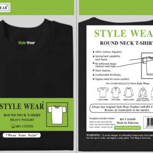 Style Wear Round Neck Black T- Shirt Size S