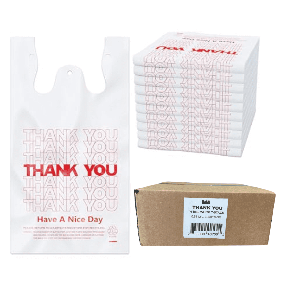 White T-Shirt Heavy Duty Large Carryout Bags (1,000 Count)