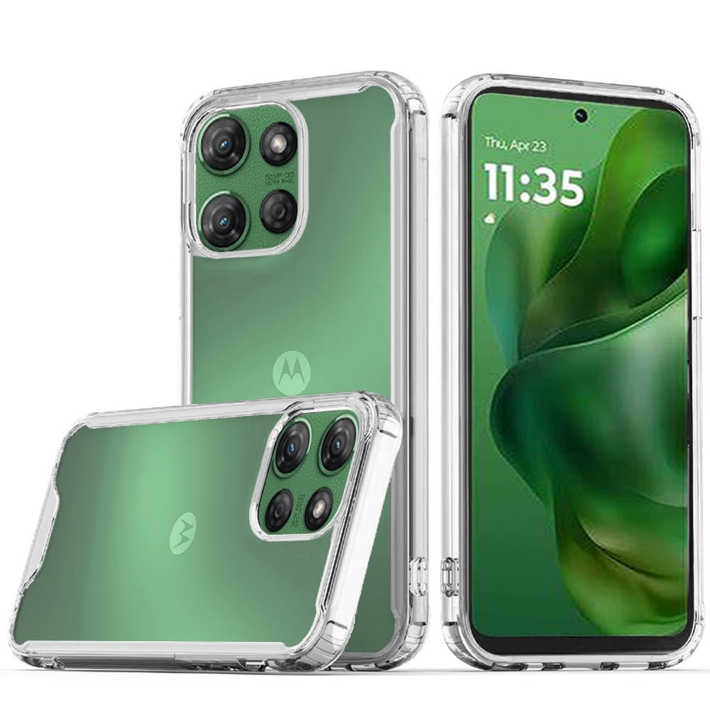 Shop For Moto G Power 2026/2025 Colored Shockproof Transparent Hard PC TPU Hybrid Case Cover - Clear/Clear