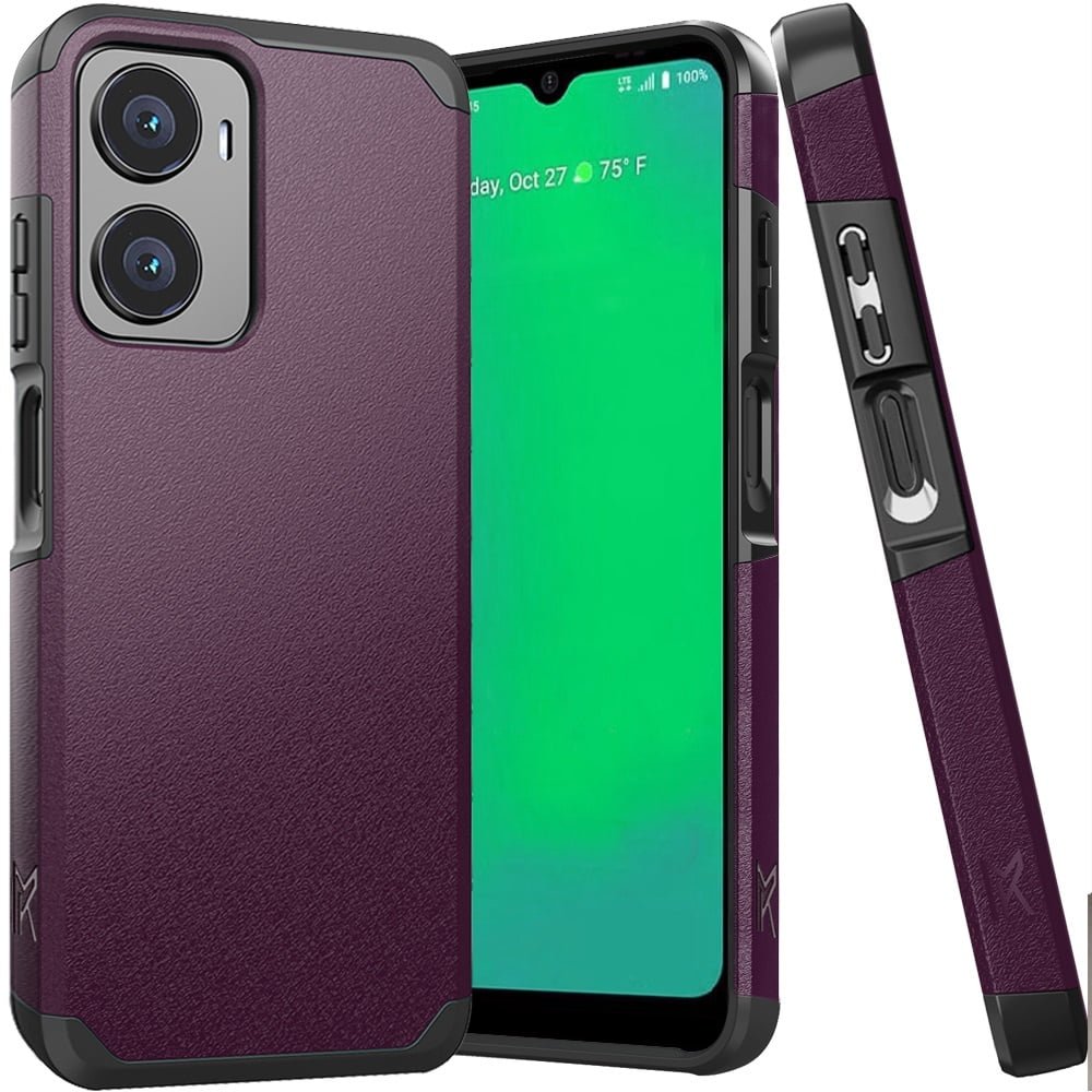 Shop For Cricket Magic 2 5G 2024(2nd Version) Tough Strong Hybrid + Tempered Glass - Dark Purple