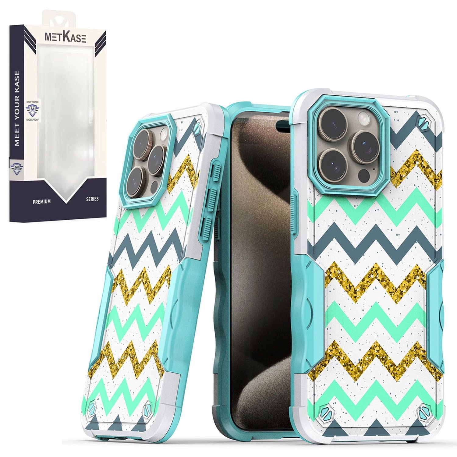Shop For iPhone 14 PRO MAX 6.7" METKASE Premium Exquisite Design Hybrid in Slide-Out Package - Zigzag
