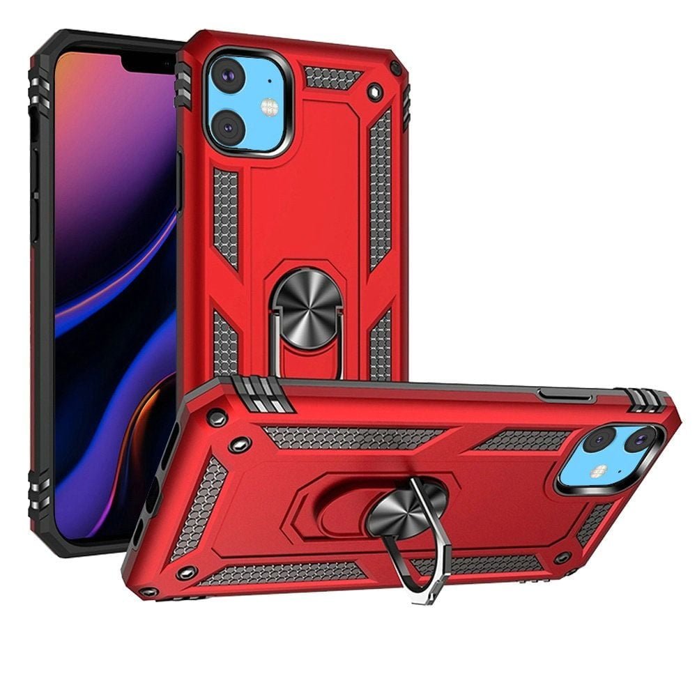 Shop GSA Ring Magnetic Kickstand Hybrid Case Cover For iPhone 15 - Red