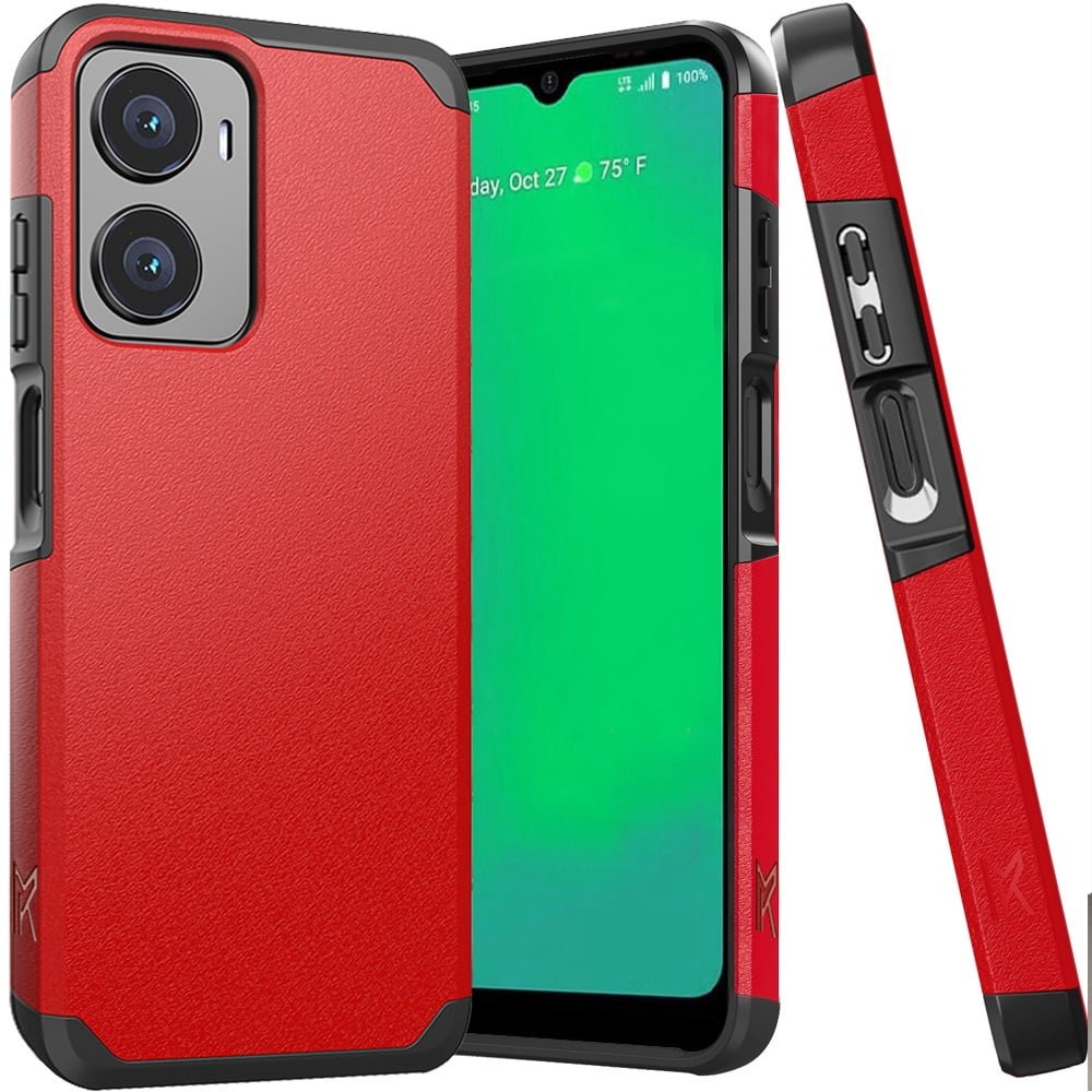 Shop For Cricket Magic 2 5G 2024(2nd Version) Tough Strong Hybrid + Tempered Glass - Red