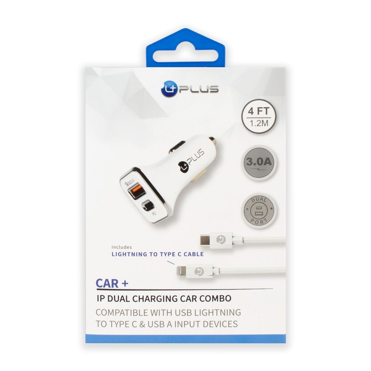 Shop UPLUS 24V Dual Car Adapter with Fast Charging and IP Cable, White, 1 Count