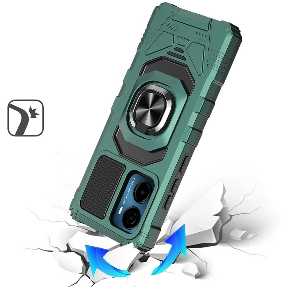 Shop For Cricket Magic 2 5G 2024(2nd Version) Robotic Hybrid with Magnetic Ring Stand Case Cover - Midnight Green
