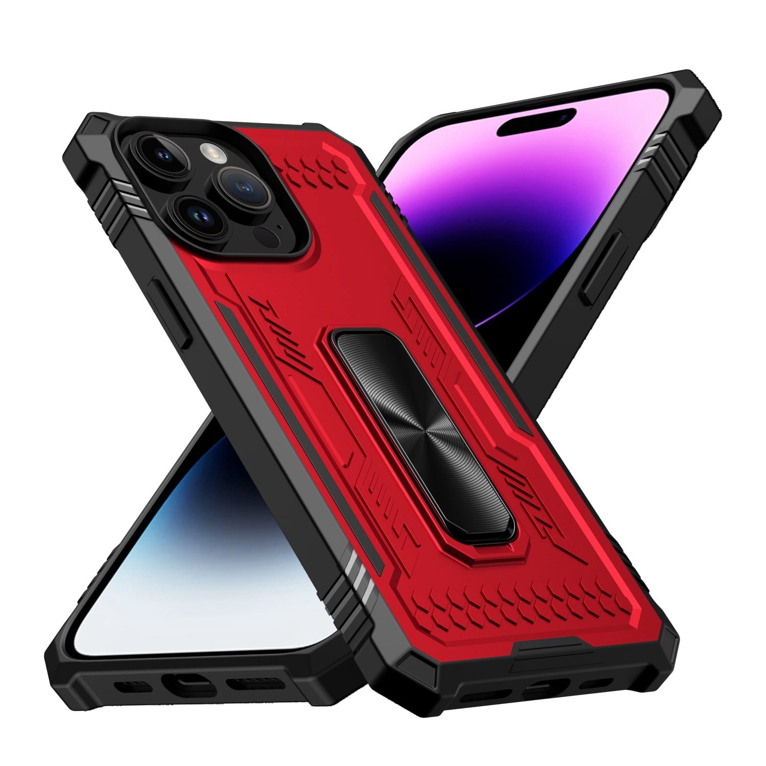 Shop For iPhone 15 Pro Mighty Zinc Oil Kickstand with UV Oil Premium Material Hybrid - Red
