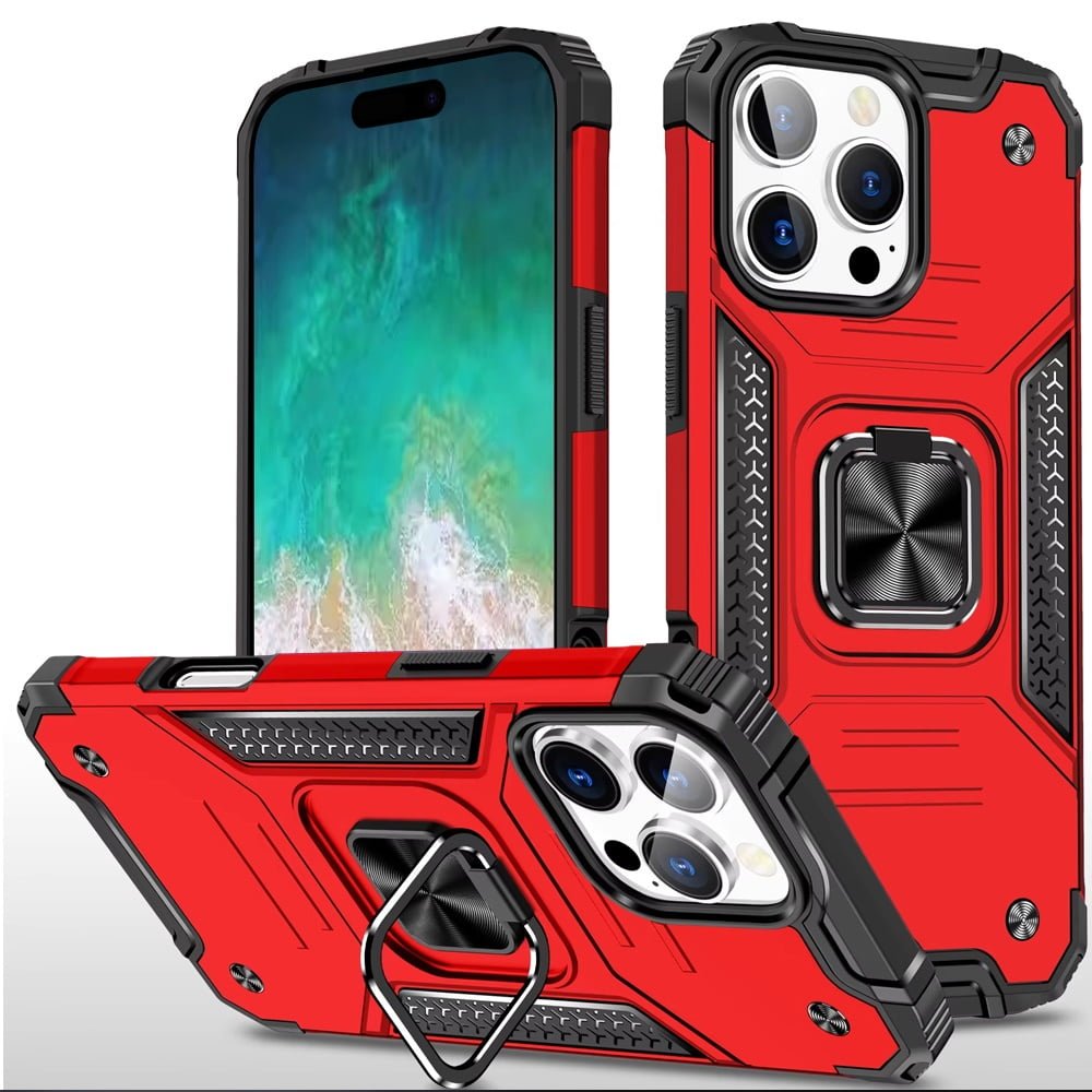 Shop For iPhone 16 PRO MAX Case Rugged Magnetic Stand Shockproof + Tempered Glass