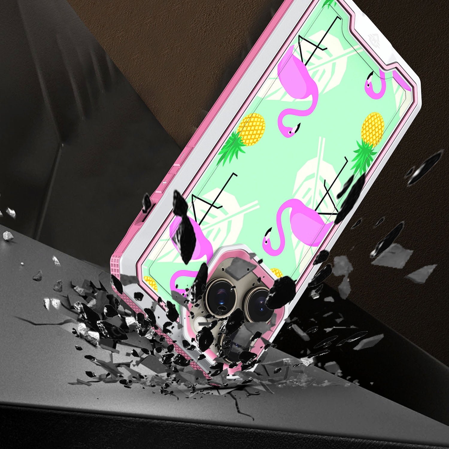 Shop For iPhone 14 PRO MAX 6.7" METKASE Premium RANK Design Fused Hybrid in Slide-Out Package - Flamingo