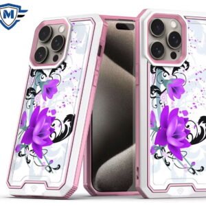 Shop For iPhone 15 PRO Case Print Design Fused Hybrid Phone Cover + 2 Tempered Glass