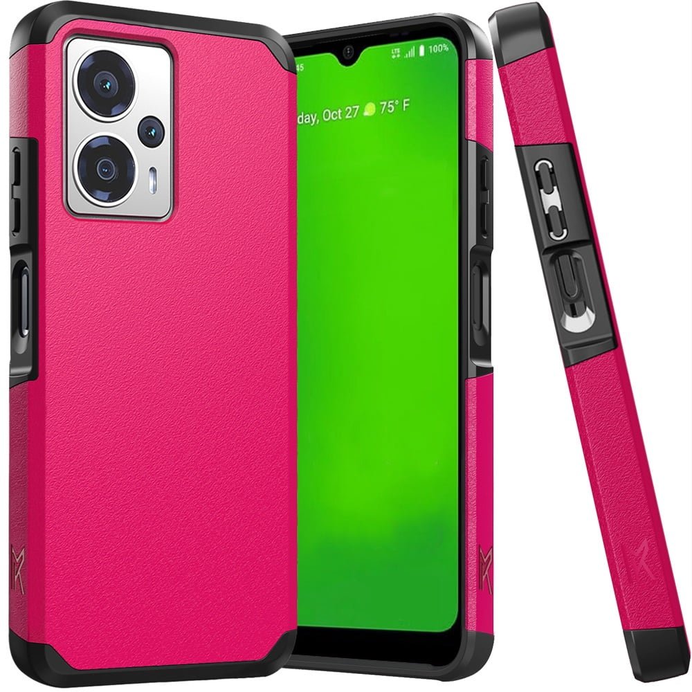 [PolyBag] For Cricket Outlast 5G 2024 Tough Strong Hybrid (Magnet Mount Friendly) - Hot Pink