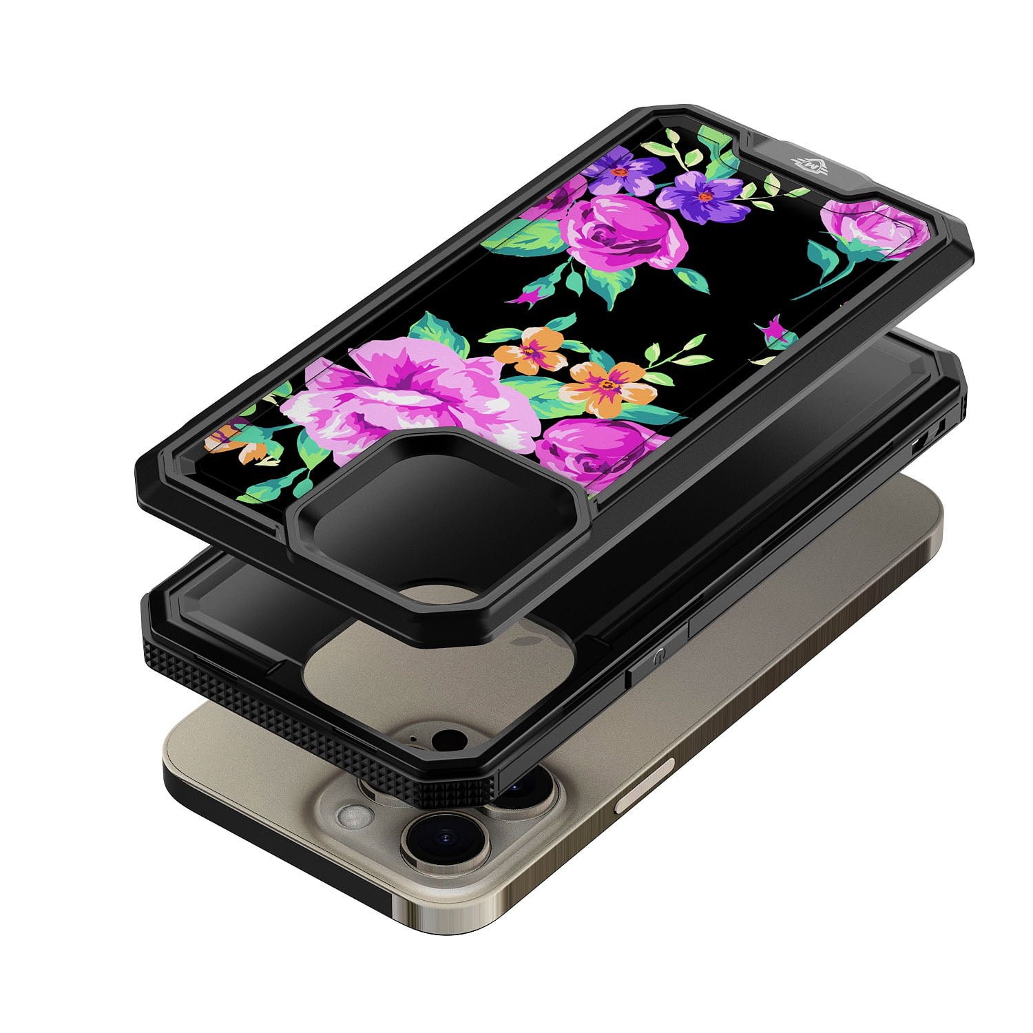 Shop For iPhone 15 PRO Case Print Design Fused Hybrid Phone Cover + 2 Tempered Glass