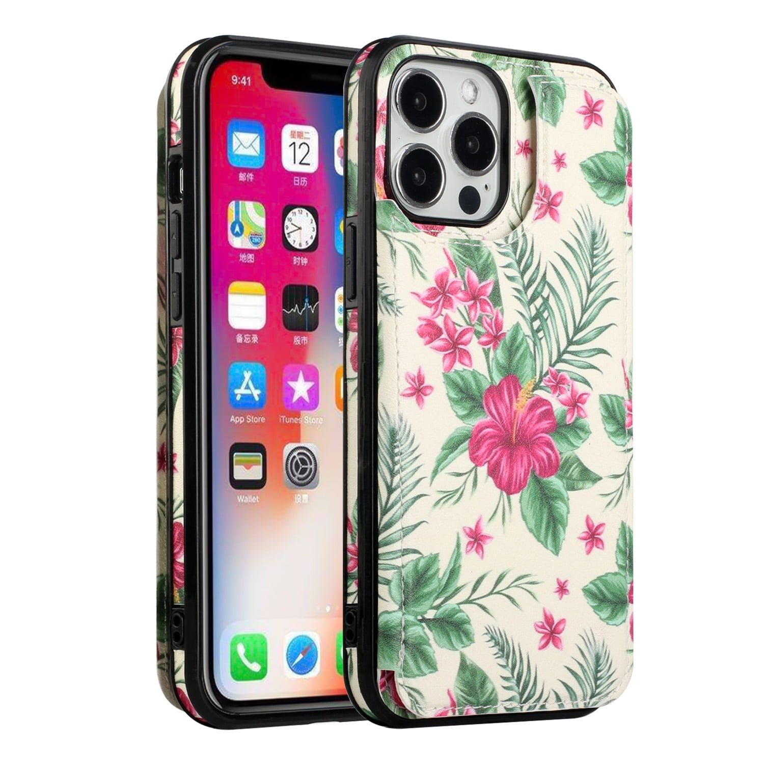 Shop For iPhone 14 PRO MAX Case Vegan Leather Side Button Wallet with Card Holder