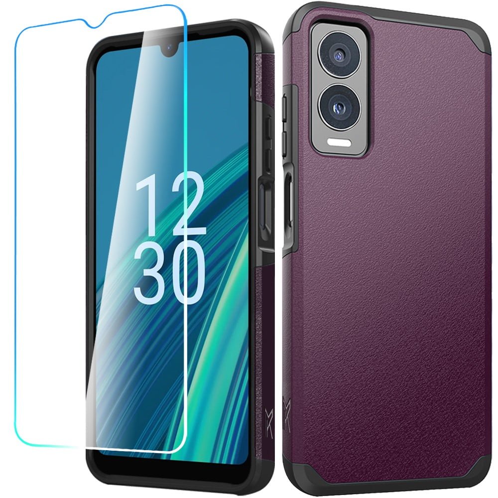 Shop For Cricket Debut S3 Tough Strong Hybrid + Tempered Glass - Dark Purple