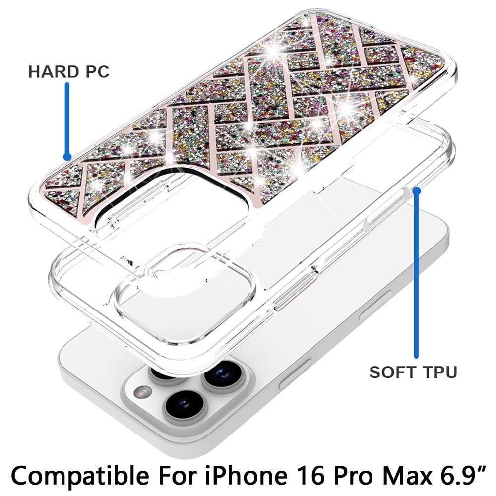 [PolyBag] For iPhone 16 Pro Max 6.9 inch Bling Hybrid Case Cover - C