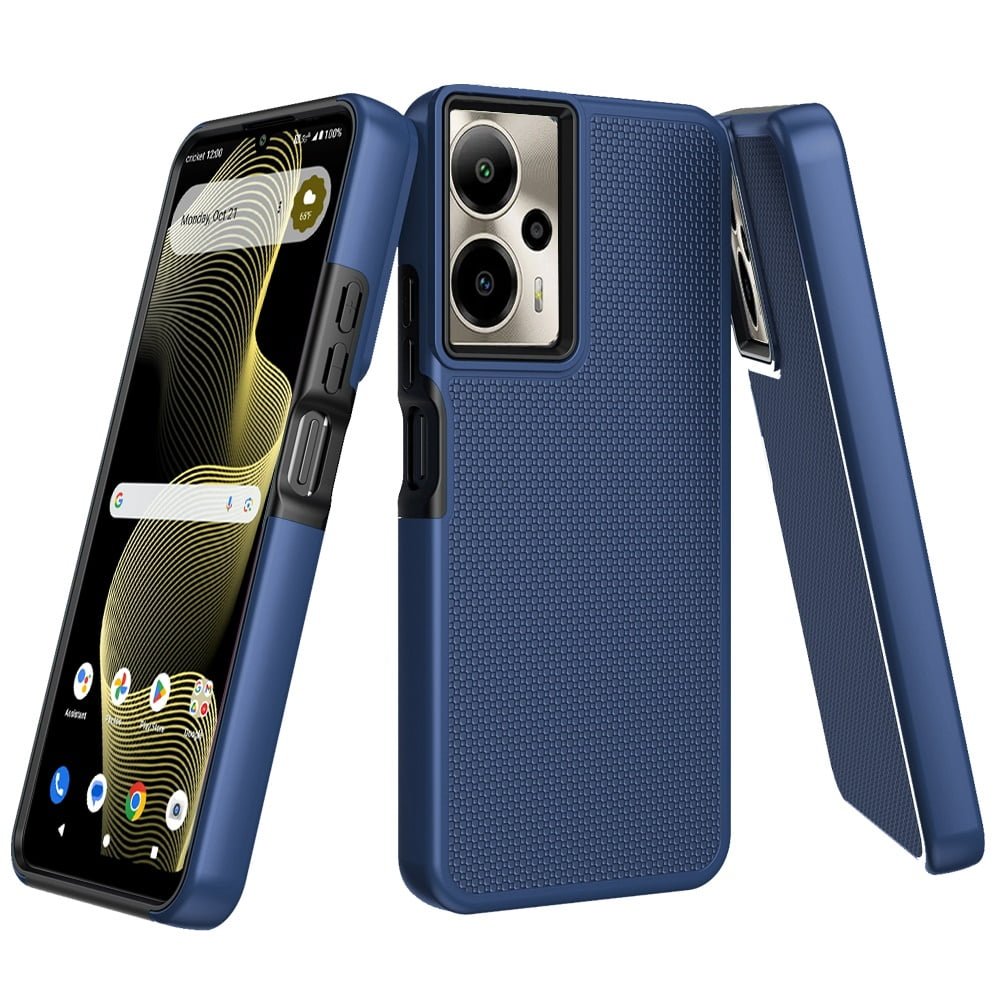 Shop For Cricket Outlast 5G 2024 Texturized Dotted Design Hybrid Case - Blue