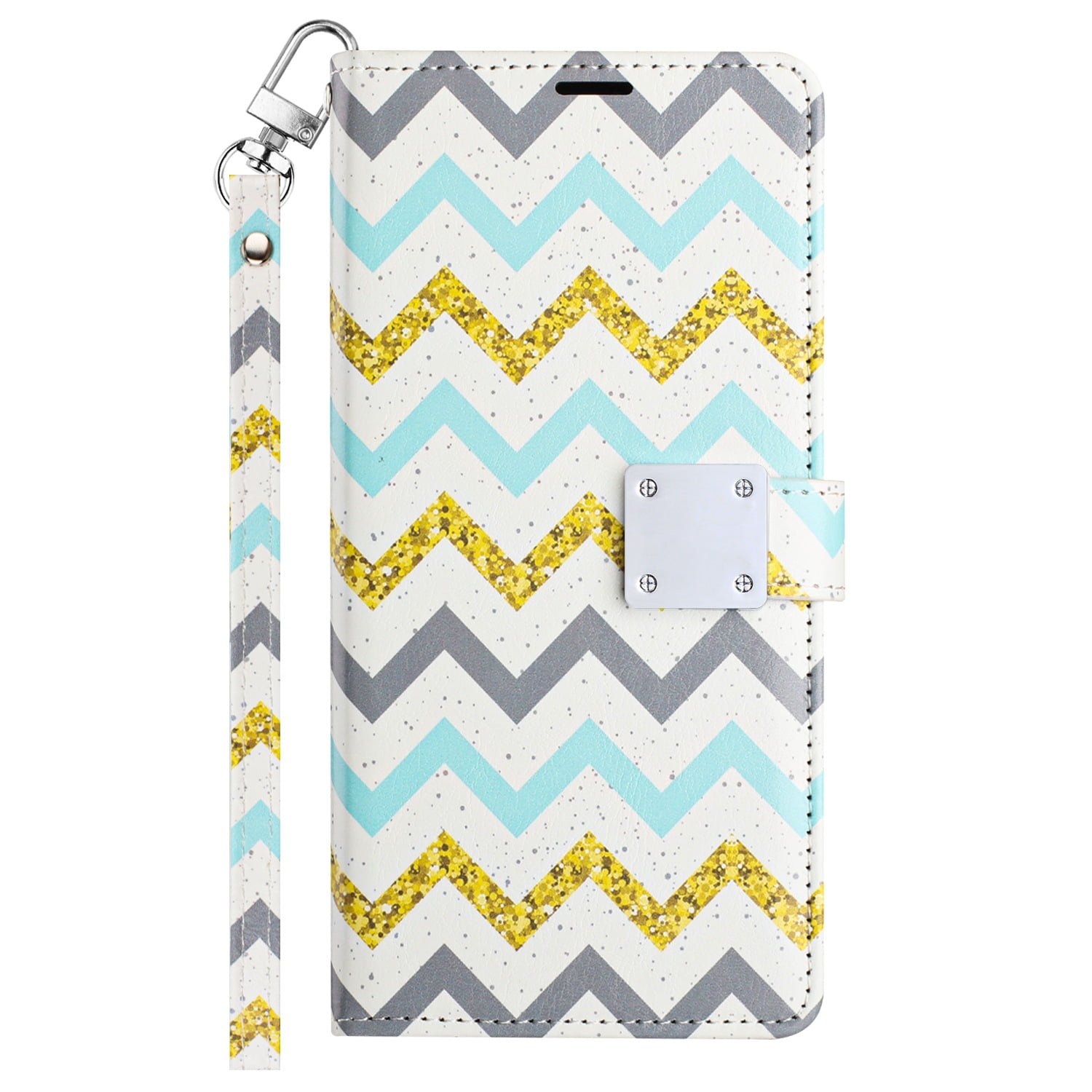 Shop For Iphone 15 Design Wallet Id Credit Card Money Holder With Magnetic Metal Closure Including Lanyard - Zigzag