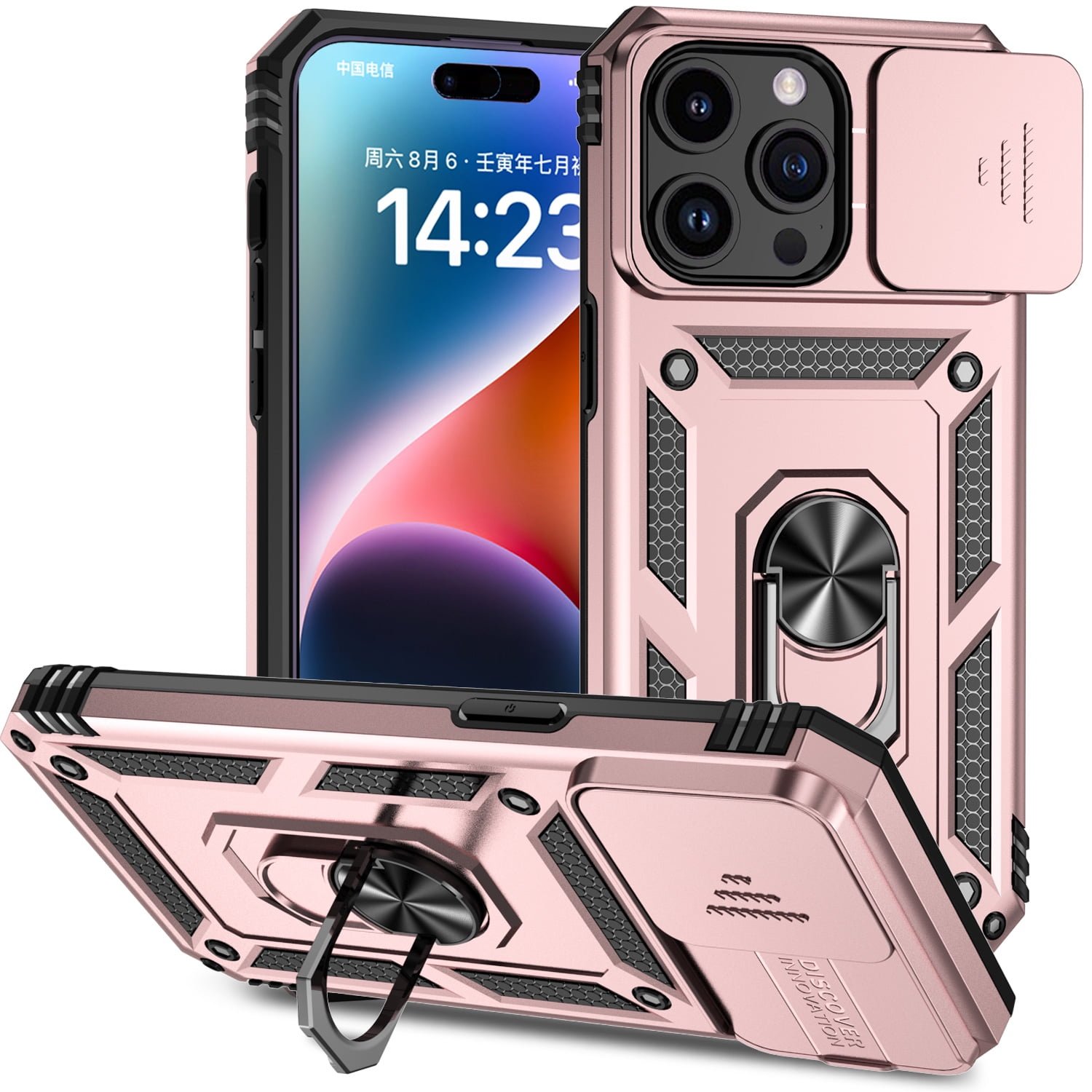 Shop For iPhone 15 Pro Max Case Shockproof RingStand Lens Cover + 2 Screen Protectors