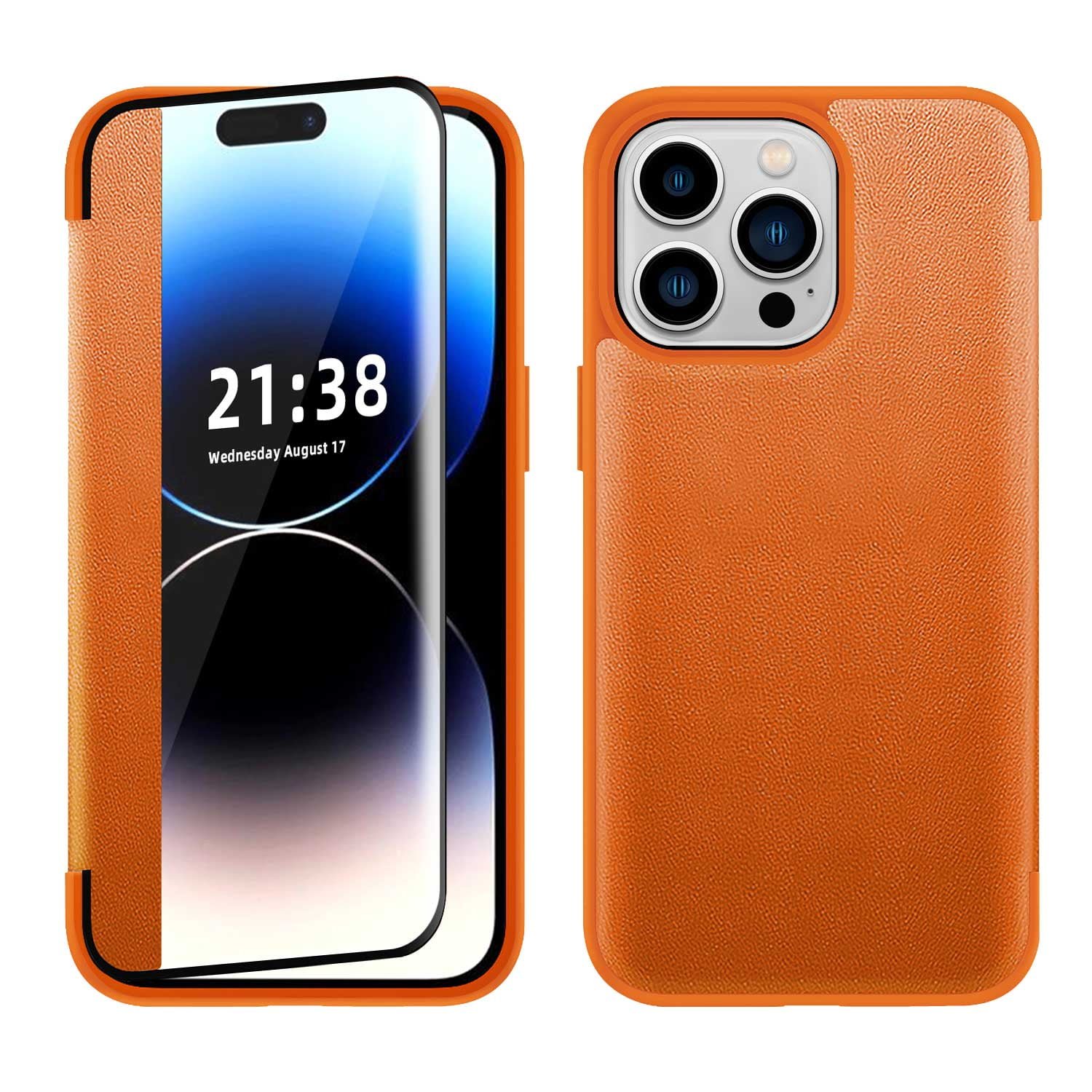 Shop For iPhone 15 PU Leather Window Flap Case with Cover - Tan