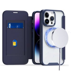 Shop For iPhone 15 PRO Case Bank Card Flap Magnetic Charging Cover + 2 Tempered Glass