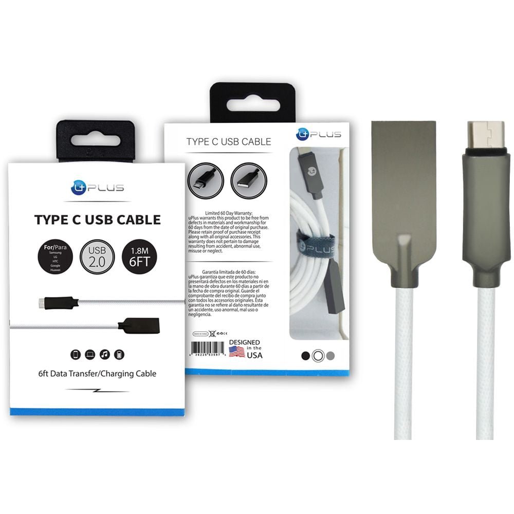 Shop uPlus 6ft Type-C to USB White Charging and Data Sync Cable for Samsung Galaxy LG Google Pixel